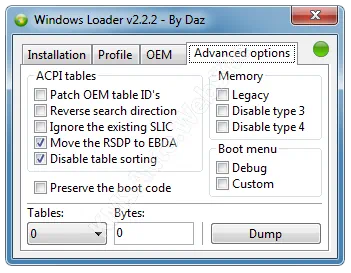 Настройки Windows 7 Loader
