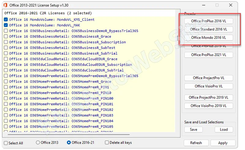Выбор версии Office для активации в KMSAuto++